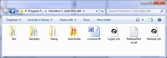 Hamilton C shell distribution directory contents